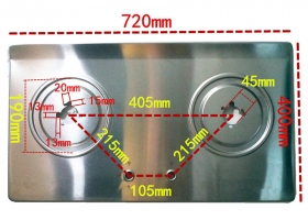 MẶT INOX BẾP GAS ÂM 720MM x 400MM